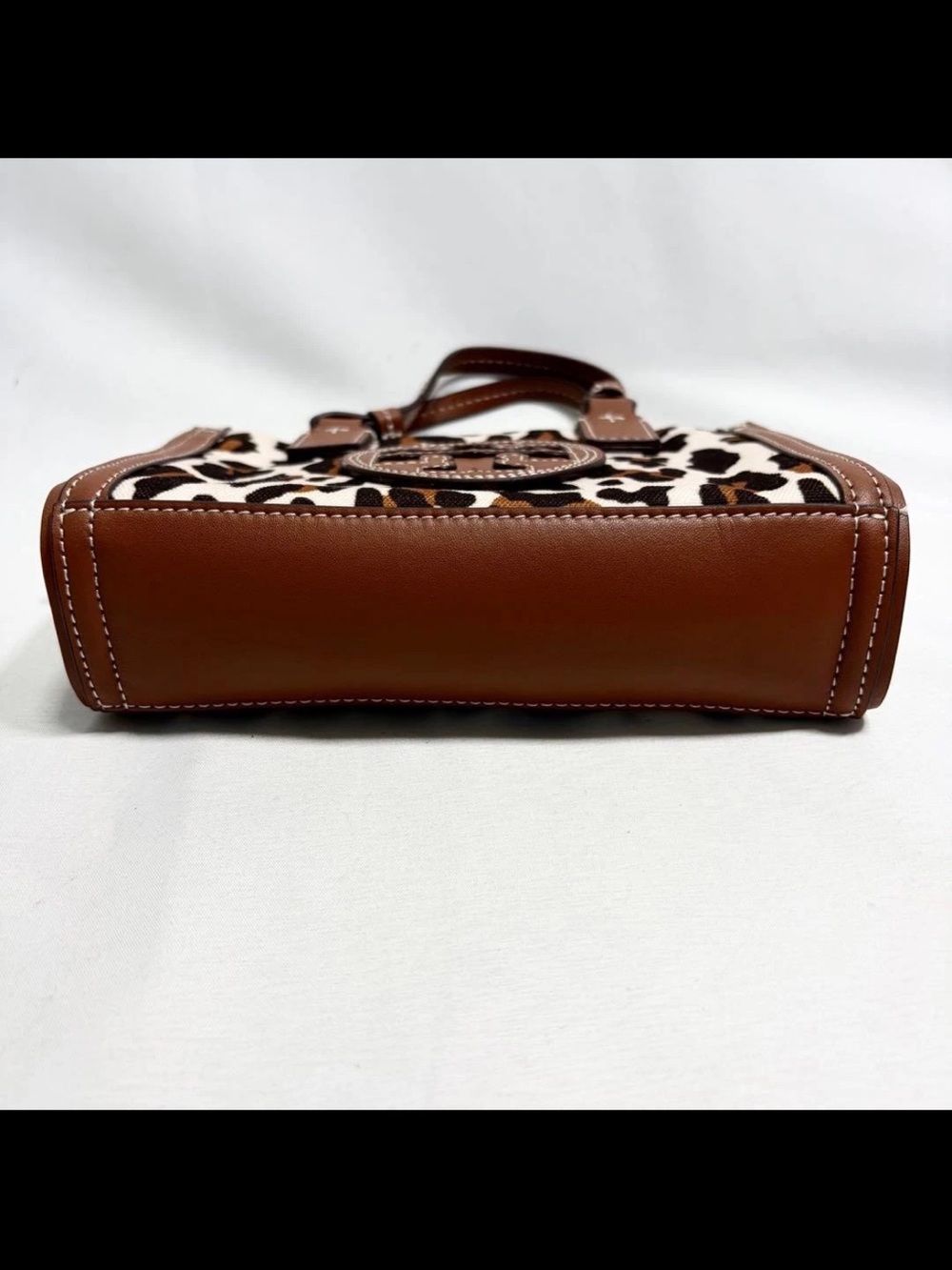 Tory Burch Brown and White Leopard-Print Canvas Satchel - Picture 5 of 15